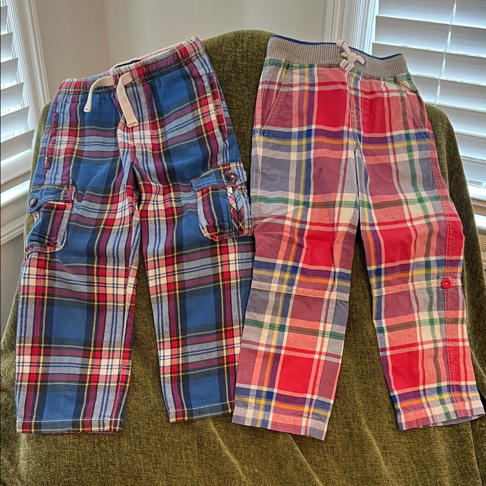 Mini Boden Kids Plaid Pants - Blue and Red